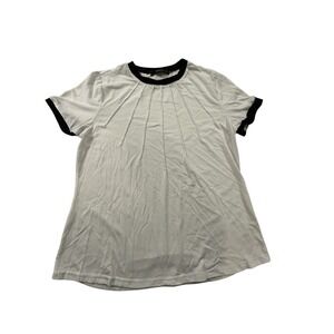 Zesica Shirt Short Sleeve Womens T Shirt Large White‎ With Black Bands Ribbed